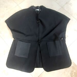 Patrizia Luca Sleeveless Flannel Jacket, Two-Way Zip, Patch Pockets, LIKE NEW